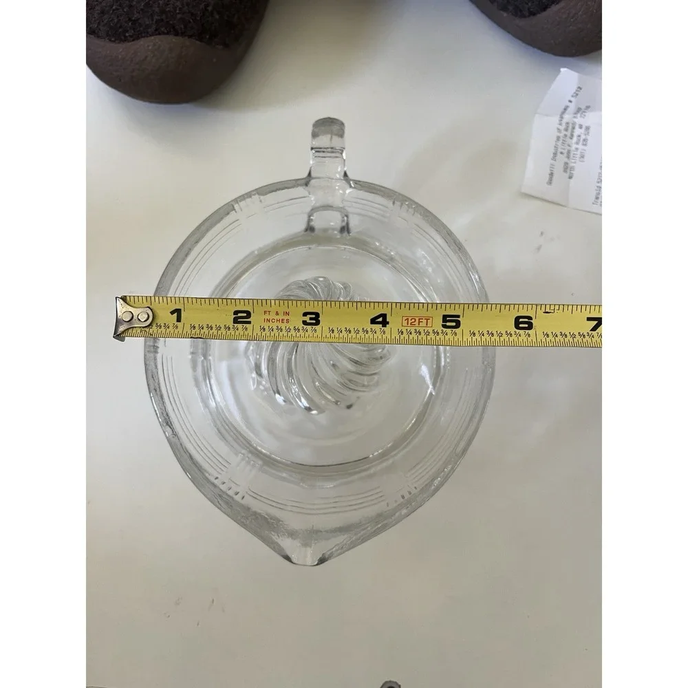 VTG Depression ‎ Glass Hazel Atlas Criss Cross Pattern Clear  Citrus Reamer  6